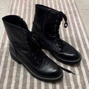 Black Lace-Up Combat Boots